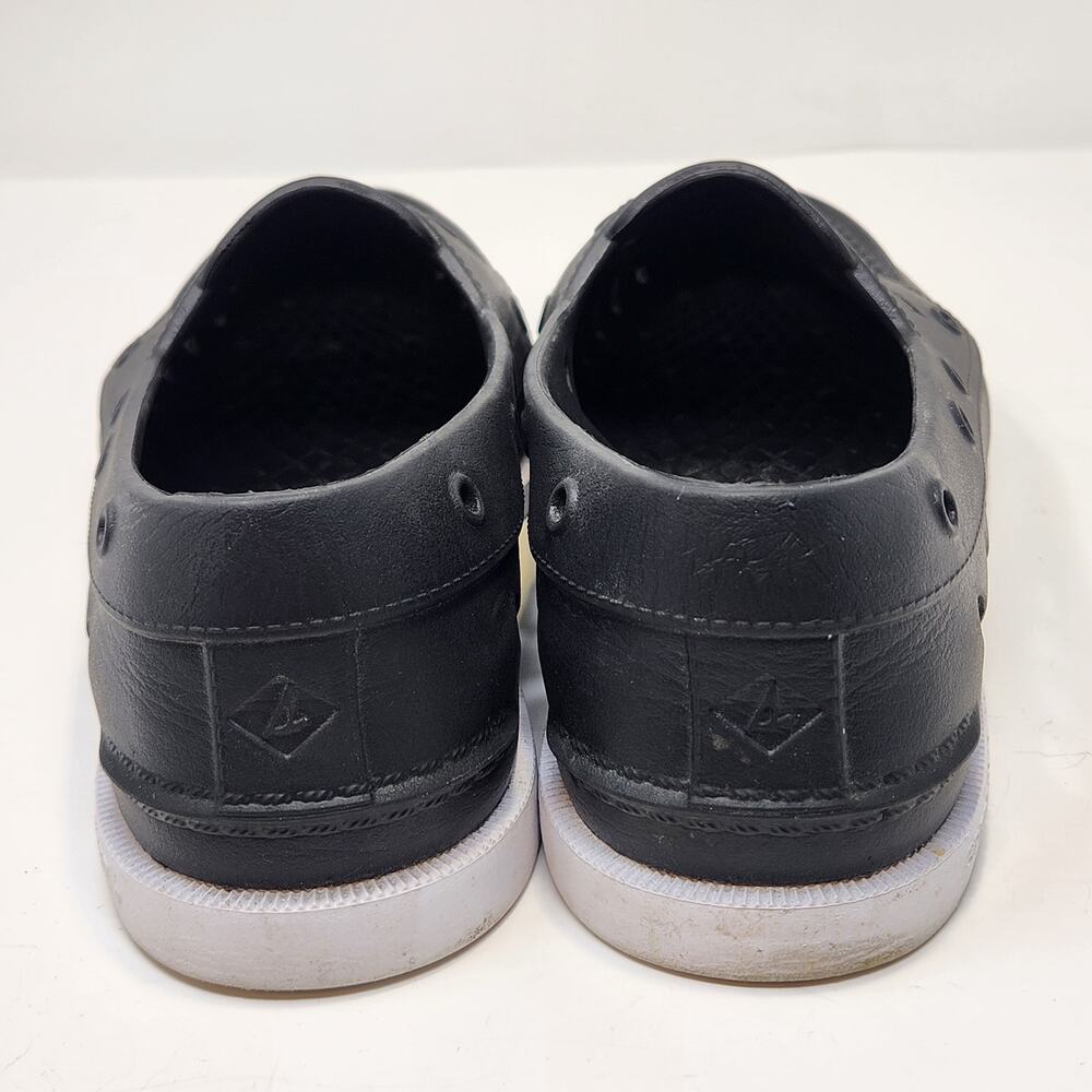 Sperry AO Float Boat Shoes Unisex Black White Rubber Men 8 Women 10 Slip On - Picture 6 of 8